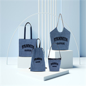 定制雙面背折疊抽繩束口袋 鐳射牛仔布雙肩包 簡易爬山抽繩運(yùn)動(dòng)包